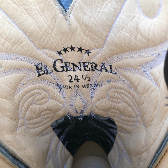 El General Western Teju Lizard Leather Boots Size W-8 M-6.5 - Picture 9 of 12